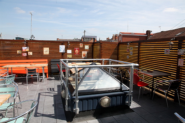 Sun deck beer garden at the Black Horse Foxon Street